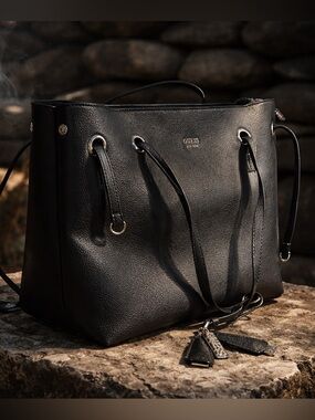 Guess Leather Tote Bag - Black